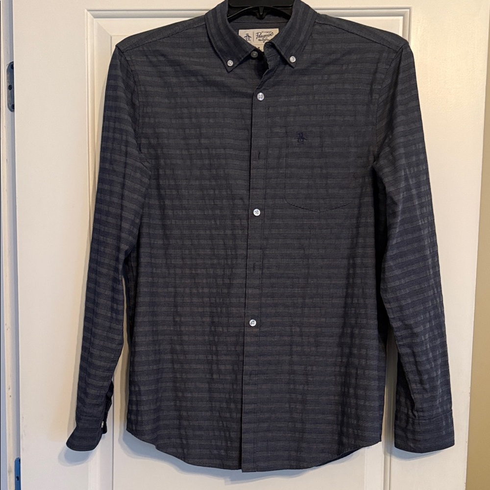 Original Penguin Navy Plaid Casual Button Down Shirt